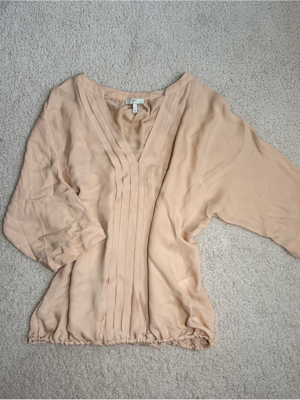 Joie 100% Silk Pintuck V-Neck Blouse